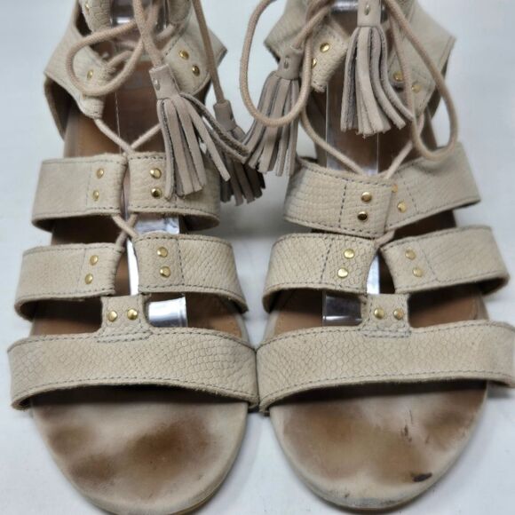 UGG Women's Yasmin Snake Gladiator Wedge Sandal Horchata Leather Size 7.5 B - Picture 4 of 14
